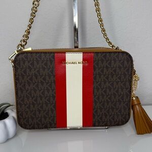 ♥️ MICHAEL KORS Jet Set Medium Camera Crossbody Bag Bright Red NWT